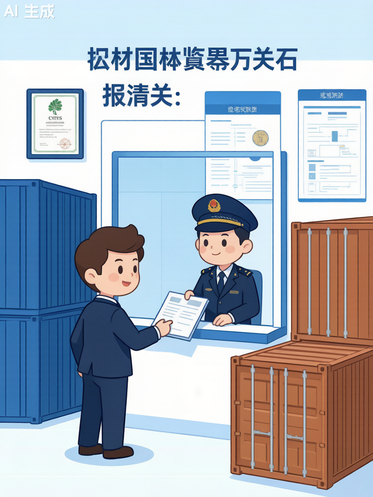 报关清关卡通插画